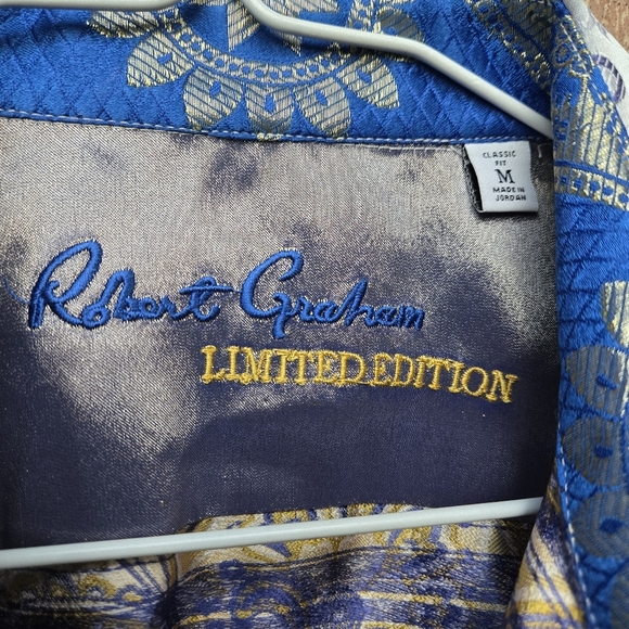Robert Graham Men's Paisley Shirt - Blue and Gray Limited Edition Size M - Picture 3 of 5